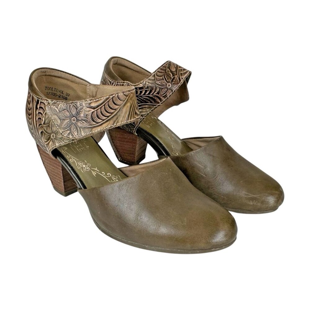 L'Artiste by Spring Step Shoe Women 6.5-7 Toolie Mary Jane Heel leather sandal